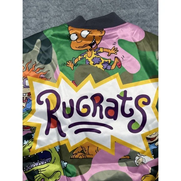 Nickelodeon Rugrats Jacket‎ Mens Large Camo Cartoon Bomber Quilted 90s Style New